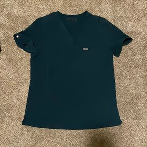 Teal figs scrub top M